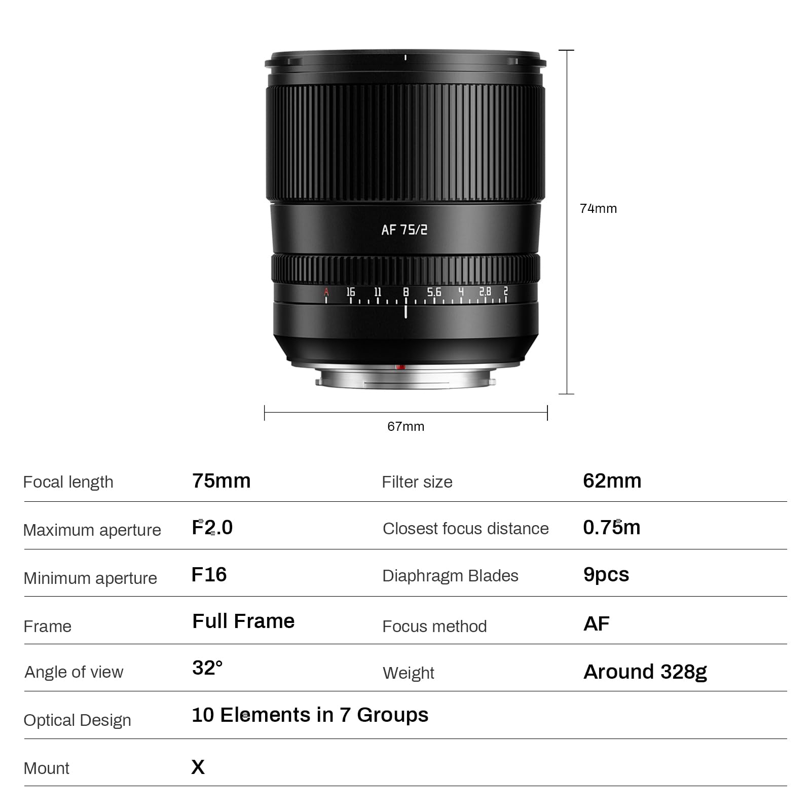 Amazon.co.jp: TTARTISAN AF 75mm F2 Xマウント STM オートフォーカス